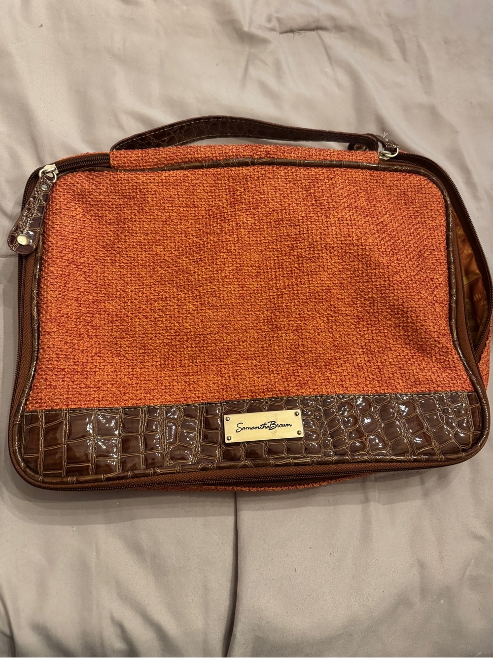Samantha Brown Orange and Brown Travel Case